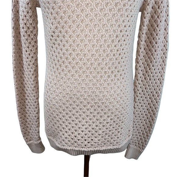 Ann Taylor Cotton Knit Openwork Oversized Pink Sweater Size M Lightweight Tunic - Picture 7 of 12